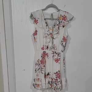 American Rag Womens White & Pink Ruffled Floral Dress Size Small NWT
